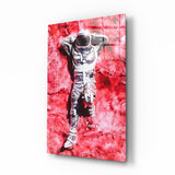 Arte de pared de vidrio de Astronauta y hierba espacial