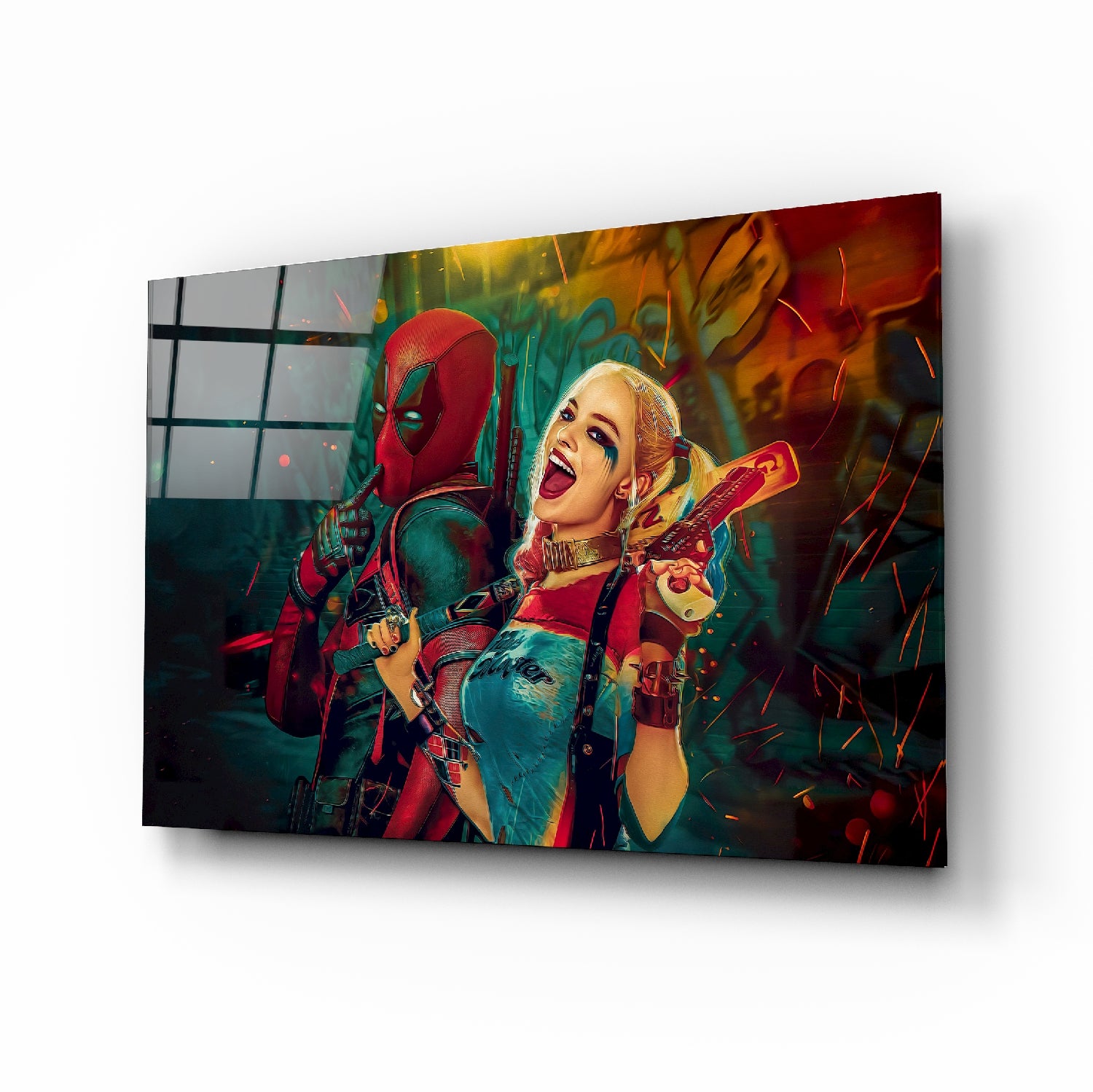Laughter Immunity Thank you Harley Quinn and Deadpool Glass Art – insigneart