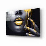 Yellow Lips Glass Wall Art