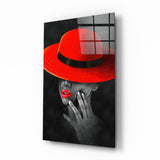 Arte de pared de vidrio de sombrero rojo