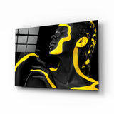 Yellow Woman Glass Wall Art