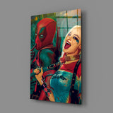 Harley Quinn and Deadpool Glass Wall Art