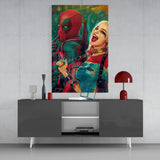 Harley Quinn and Deadpool Glass Wall Art