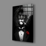 Lion as a Gentleman Glass Wall Art