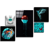 Tableau mural en verre combiné Turquoise