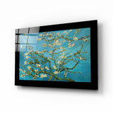 Arte de pared de vidrio de Flores de almendras turquesas