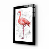 Arte della parete di vetro Flamingo solitario