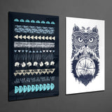 Owl and Shapes 2 Pieces Combine Glass Wall Art