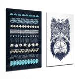 Owl and Shapes 2 Pieces Combine Glass Wall Art