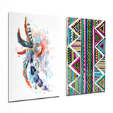 Indian Style 2 Pieces Combine Glass Wall Art