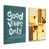 Good Vibes Only 2 Pieces Combine Glass Wall Art - 72x46 cm * 2 Pieces