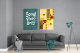 Good Vibes Only 2 Pieces Combine Glass Wall Art