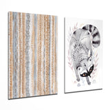 Waschbär 2-teiliges Glasbild-Set - 72x46 cm * 2 Pieces