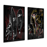 Kubismus-Stil 2-teiliges Glasbild - 72x46 cm * 2 Pieces