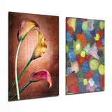 Arte de pared de vidrio combinado de 2 piezas de Tulipanes y formas