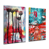 Abstract Flowers 2 Pieces Combine Glass Wall Art - 72x46 cm * 2 Pieces