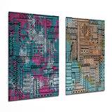 Ethnische Muster 2-teiliges Glasbild-Set - 72x46 cm * 2 Pieces