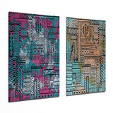 Ethnic Patherns 2 Pieces Combine Glass Wall Art