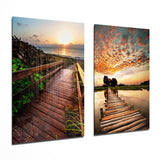 Couchers de soleil tableau en verre 2 pièces - 72x46 cm * 2 Pieces
