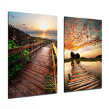 Sunsets 2 Pieces Combine Glass Wall Art