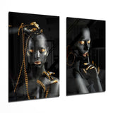 Women 2 Pieces Combine Glass Wall Art - 72x46 cm * 2 Pieces
