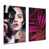 Femmes Patchwork tableau en verre 2 pièces - 72x46 cm * 2 Pieces