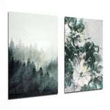 Tableau en verre Tones of Green, ensemble de 2 pièces - 72x46 cm * 2 Pieces