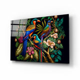 Arte della parete di vetro Uccelli tropicali