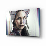 Girl with a Tattoo Glass Wall Art || Designer's Collection