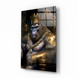 Affenkönig im Thron Glasbild