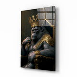 Ape King sur le trône Impression sur verre