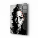 Scribbled Beauty Glass Wall Art || Designer's Collection