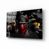 3 Wise Monkeys Glass Wall Art || Designer's Collection