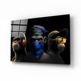 Arte della parete di vetro 3 scimmie sagge || Collezione designer
