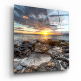 Arte de pared de vidrio de Puesta de sol en la playa