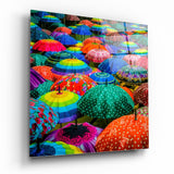 Parapluies colorés Impression sur verre