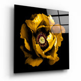 Arte de pared de vidrio de Amarillo floral