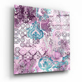 Purple Damask Glass Wall Art