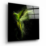 Grüner Papagei Glasbild