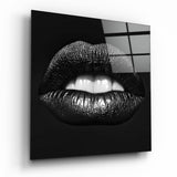 Black Lips Glass Wall Art