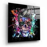 Colors and Skull Glass Wall Art
