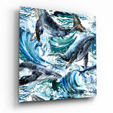 Arte della parete di vetro Danza delle balene