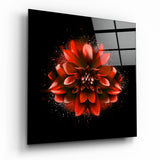 Red Lotus Glass Wall Art