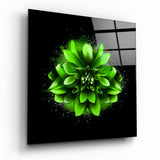 Green Lotus Glass Wall Art