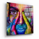 Painted Face Glass Wall Art