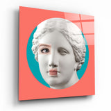 Arte de pared de vidrio de Escultura de cara femenina