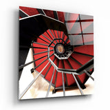 Red Stair Glass Wall Art