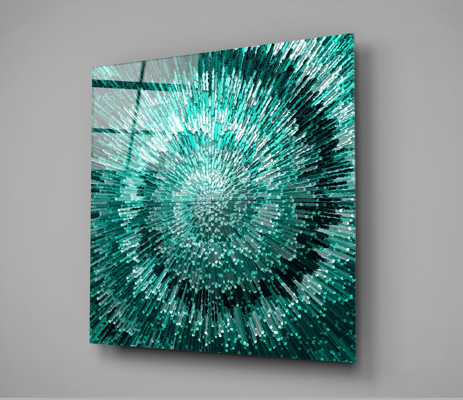 Green Spiral Glass Wall Art