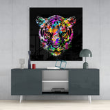 Colored Tiger Glass Wall Art