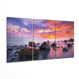 Coucher de soleil rouge Méga tableau en verre - 140x72 cm